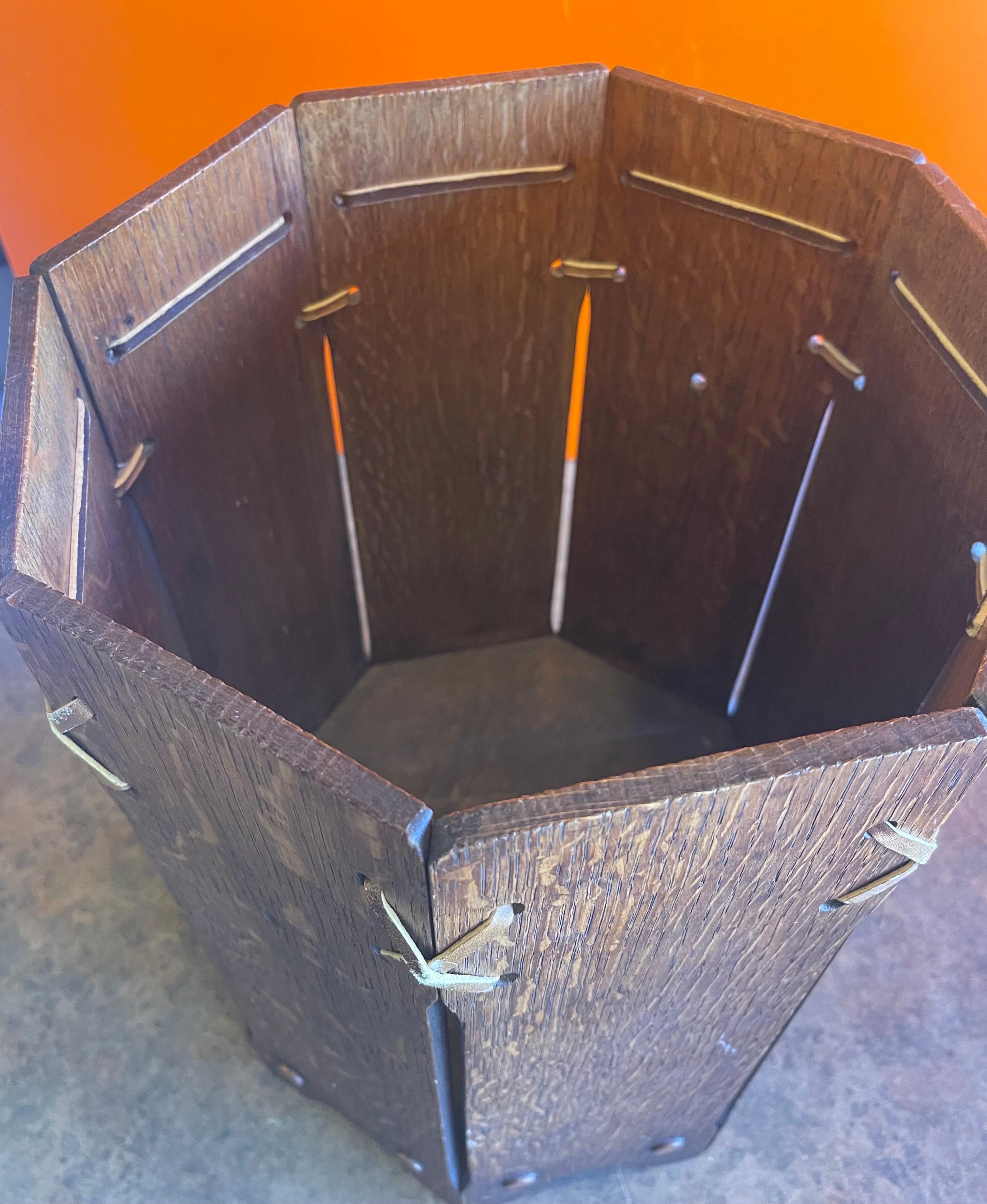 Mission / Craftsman Style American Quarter Sawn Oak Waste Basket 1