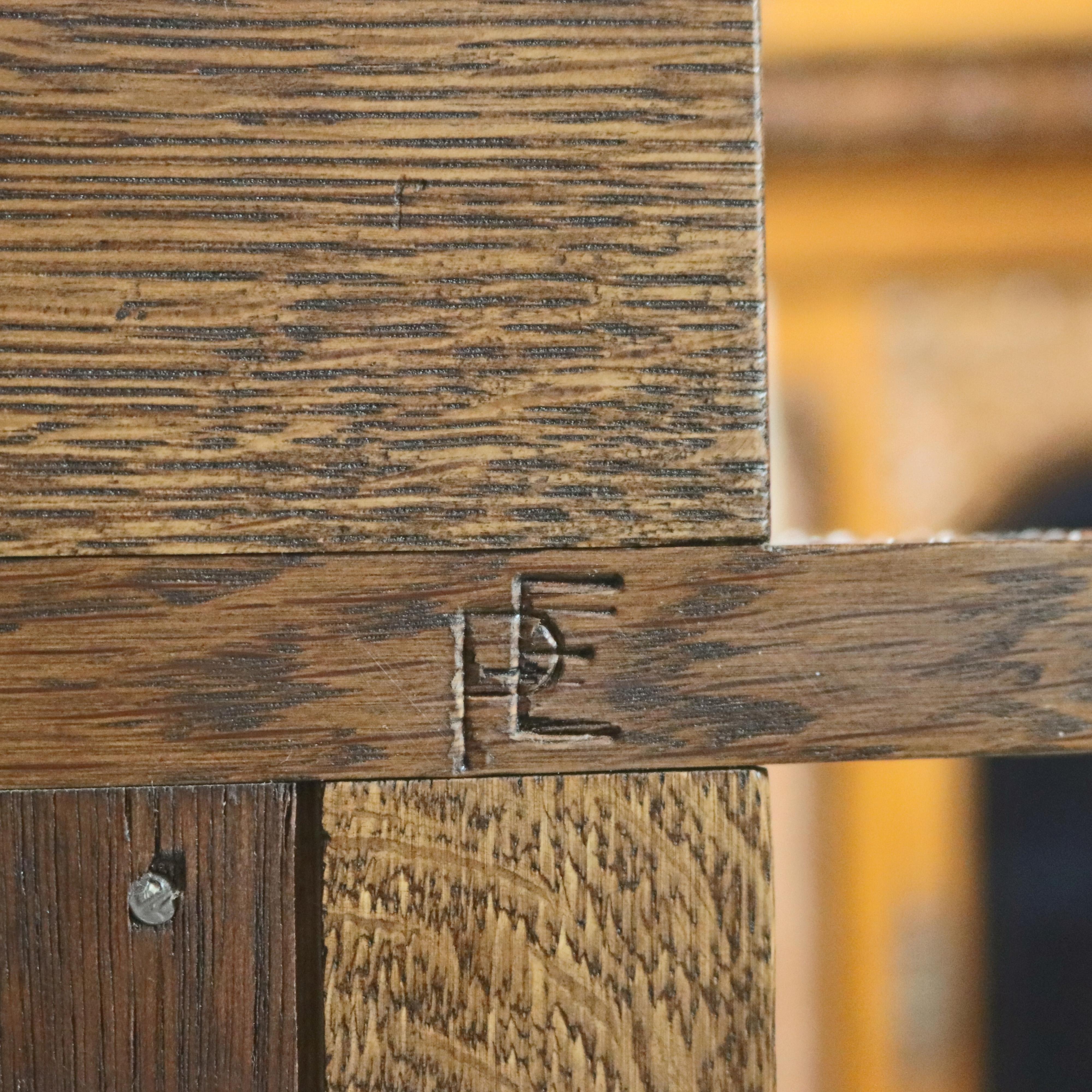 Carved Mission Oak Arts & Crafts Stickley High Chest after Harvey Ellis, 20th C