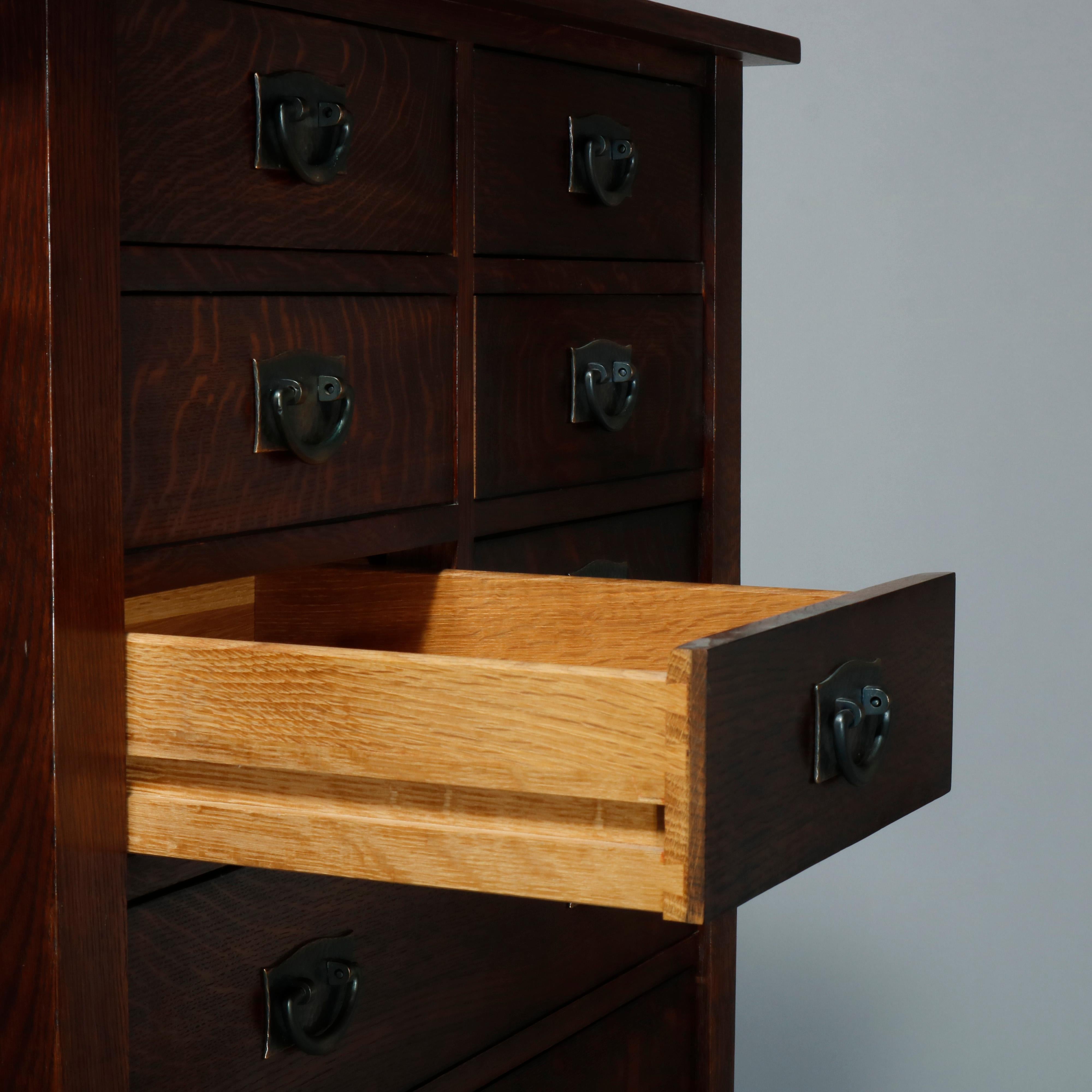 Mission Oak Arts & Crafts Stickley High Chest after Harvey Ellis, 20th C 2