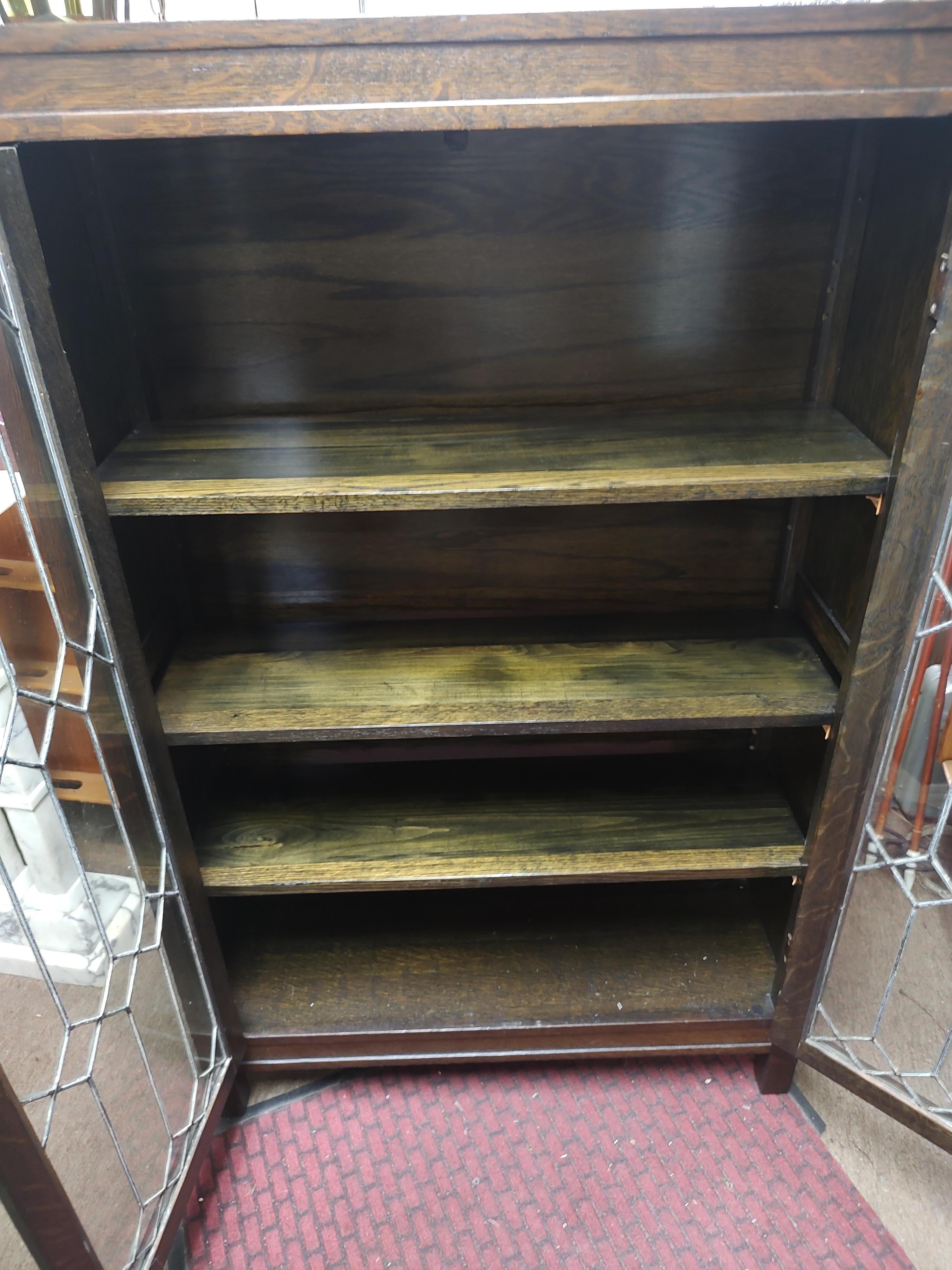 Mission Oak Arts &Crafts Leaded Glass Bookcase C1912 For Sale 3