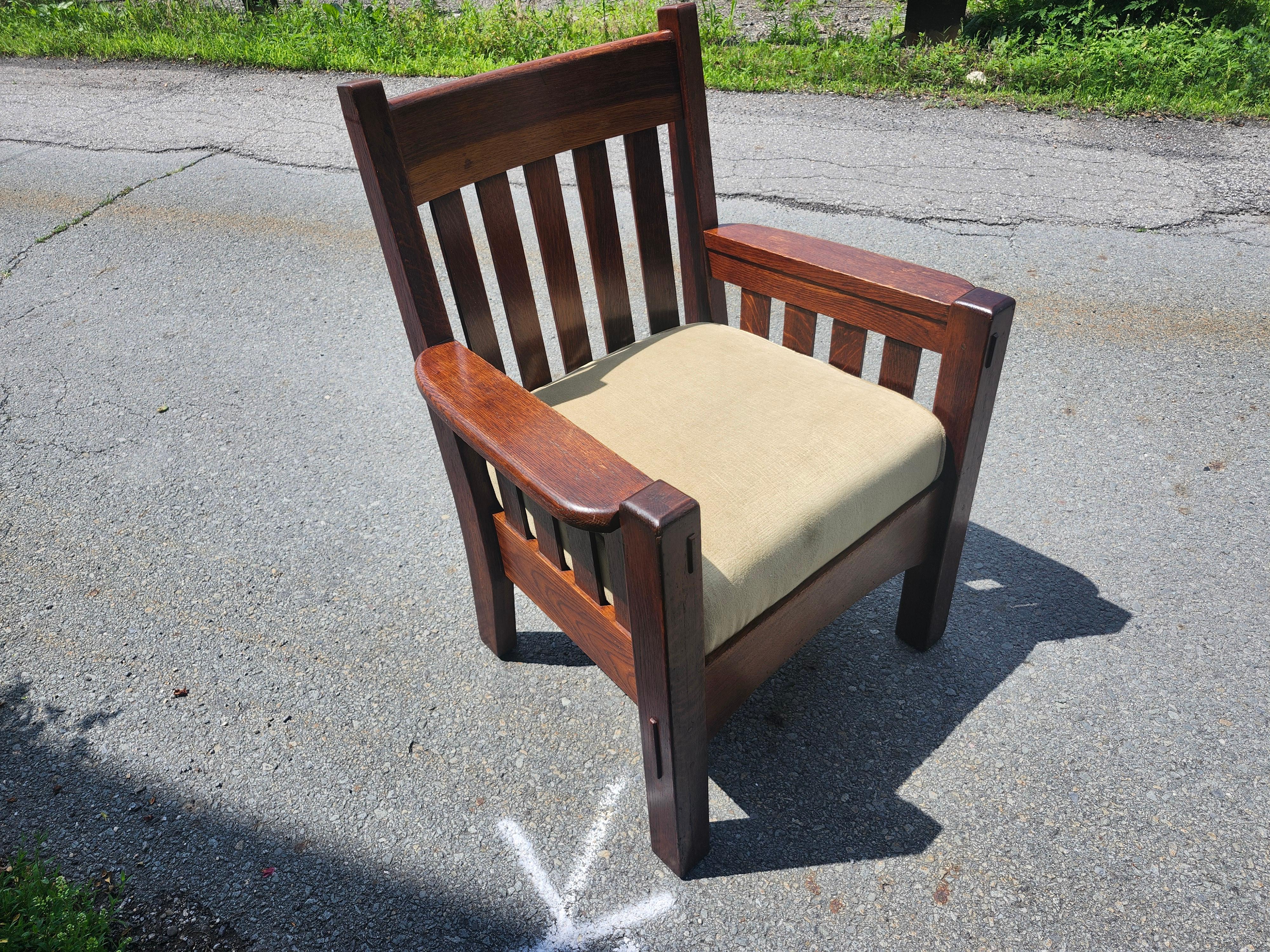 Fauteuil de salon Mission Oak Arts & Crafts par Harden Furniture Co. Motise & Tenon en vente 2