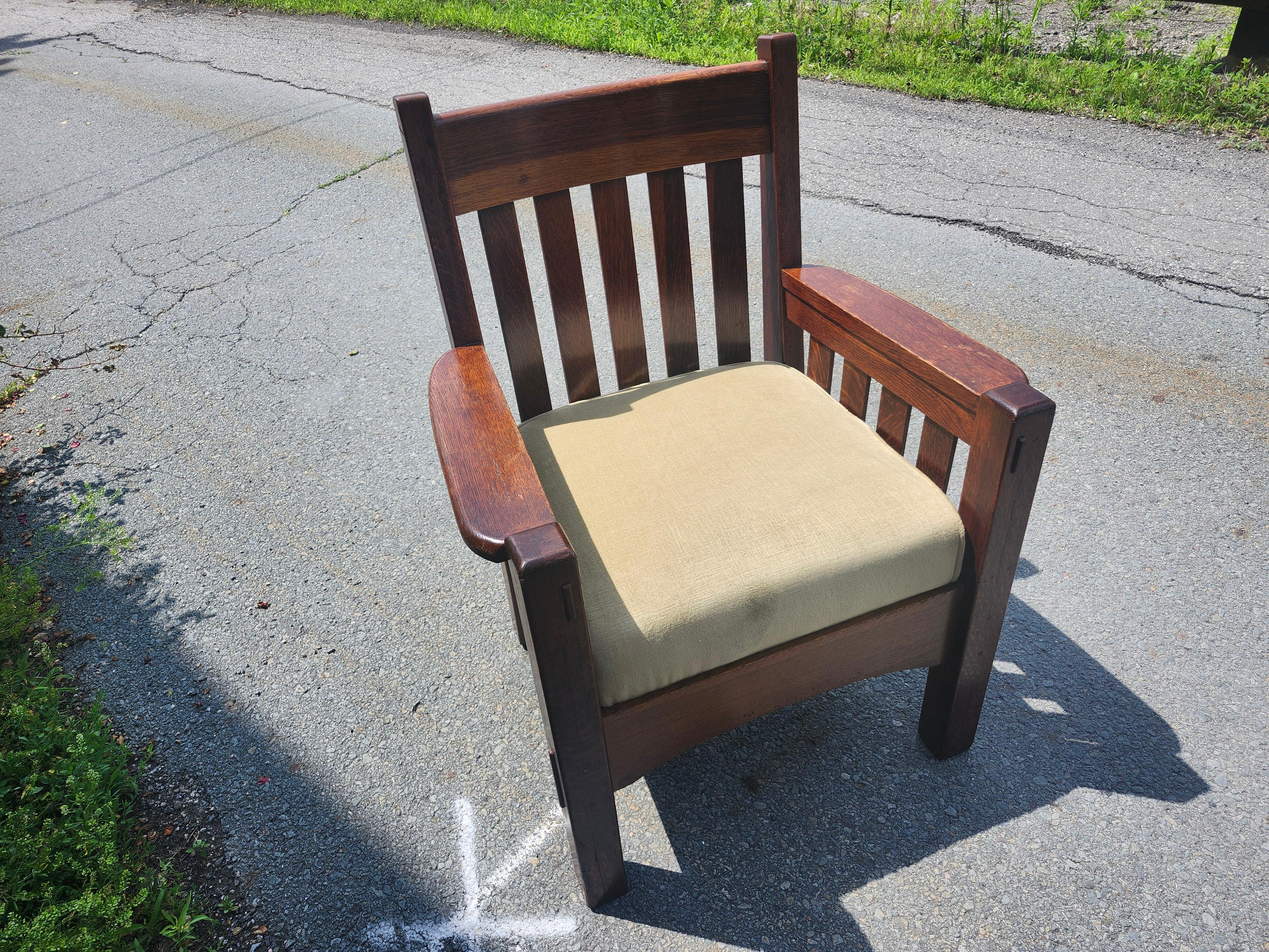 Fauteuil de salon Mission Oak Arts & Crafts par Harden Furniture Co. Motise & Tenon en vente 3