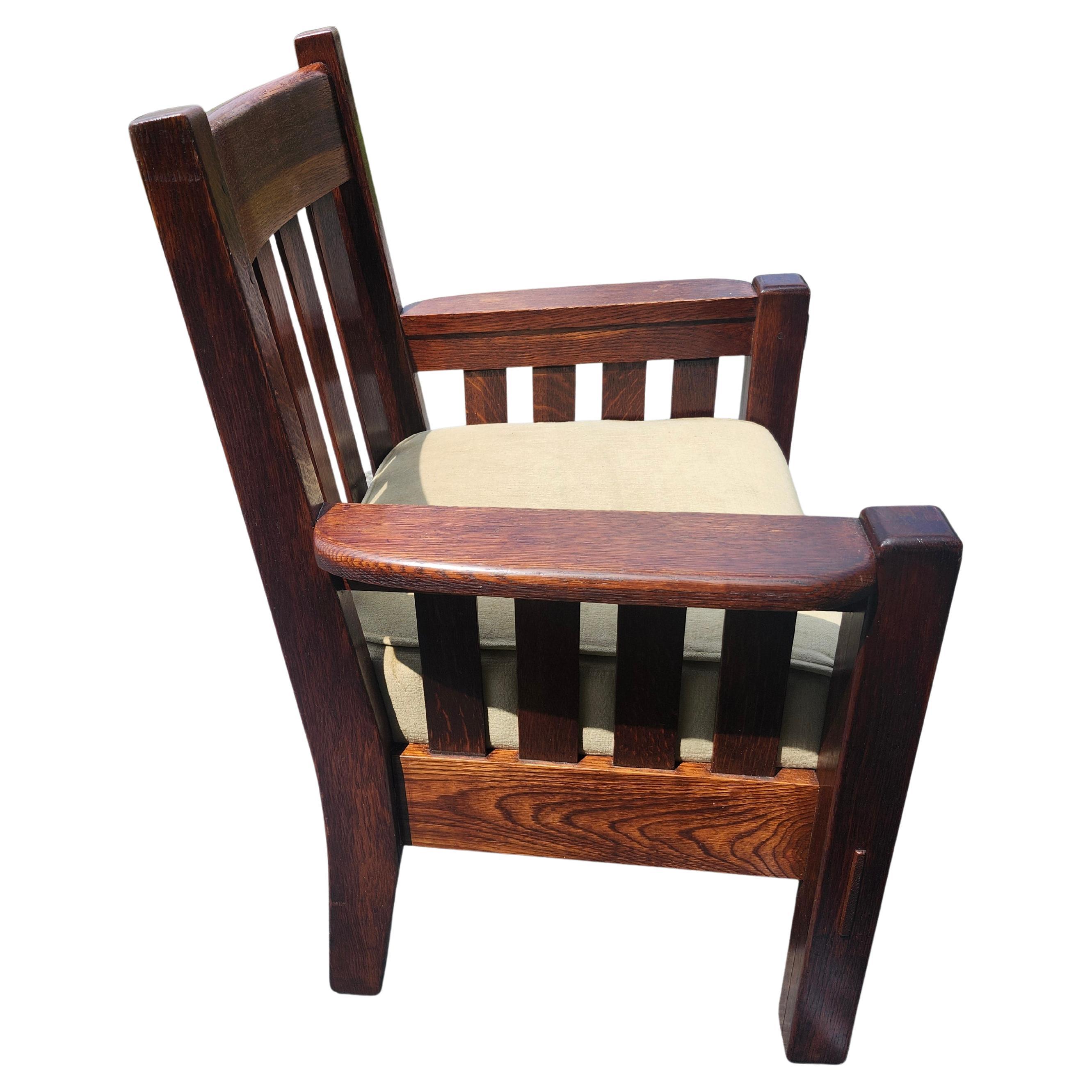 Américain Fauteuil de salon Mission Oak Arts & Crafts par Harden Furniture Co. Motise & Tenon en vente