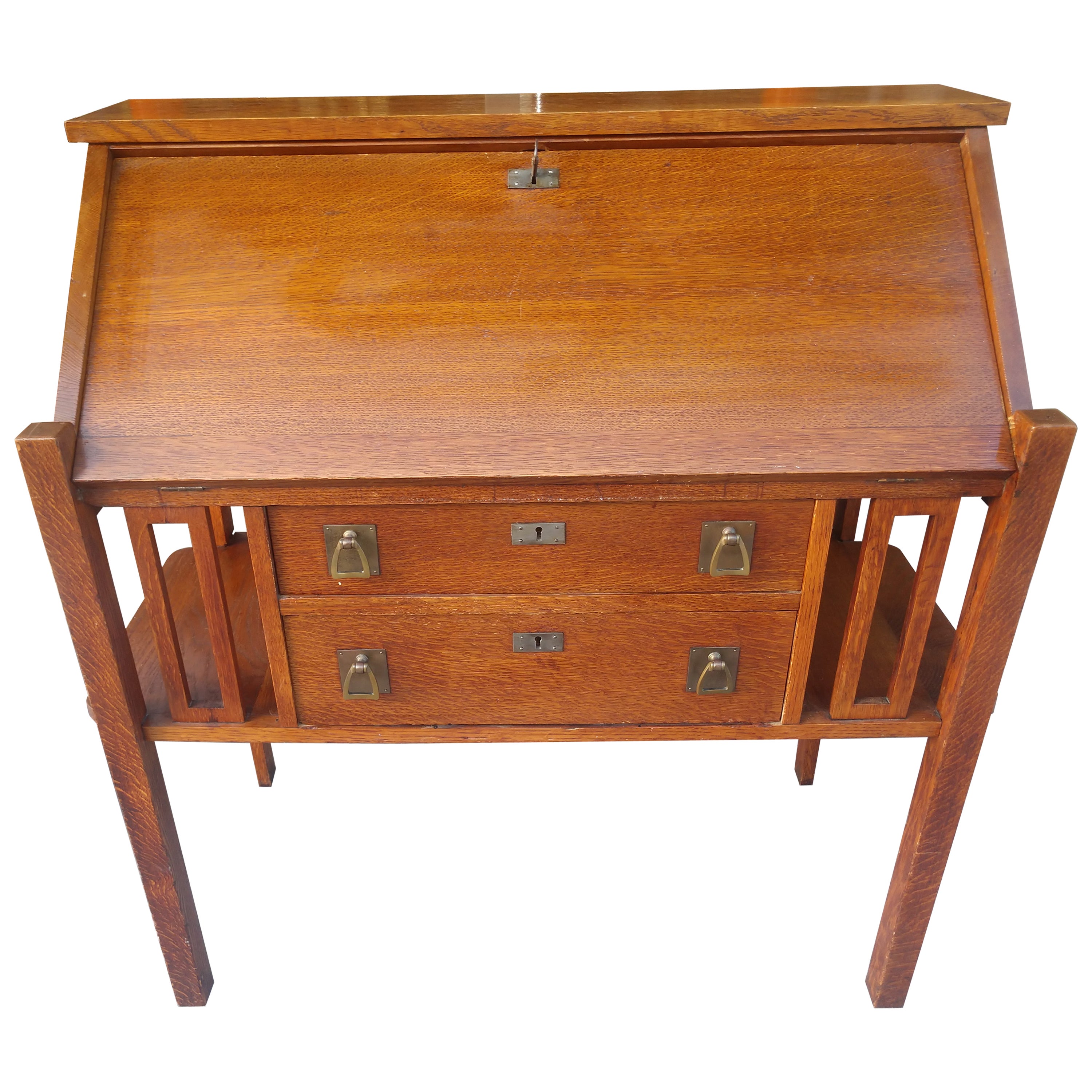 Americano Scrivania a ribalta Mission Arts & Crafts in Oak, C1915 in vendita