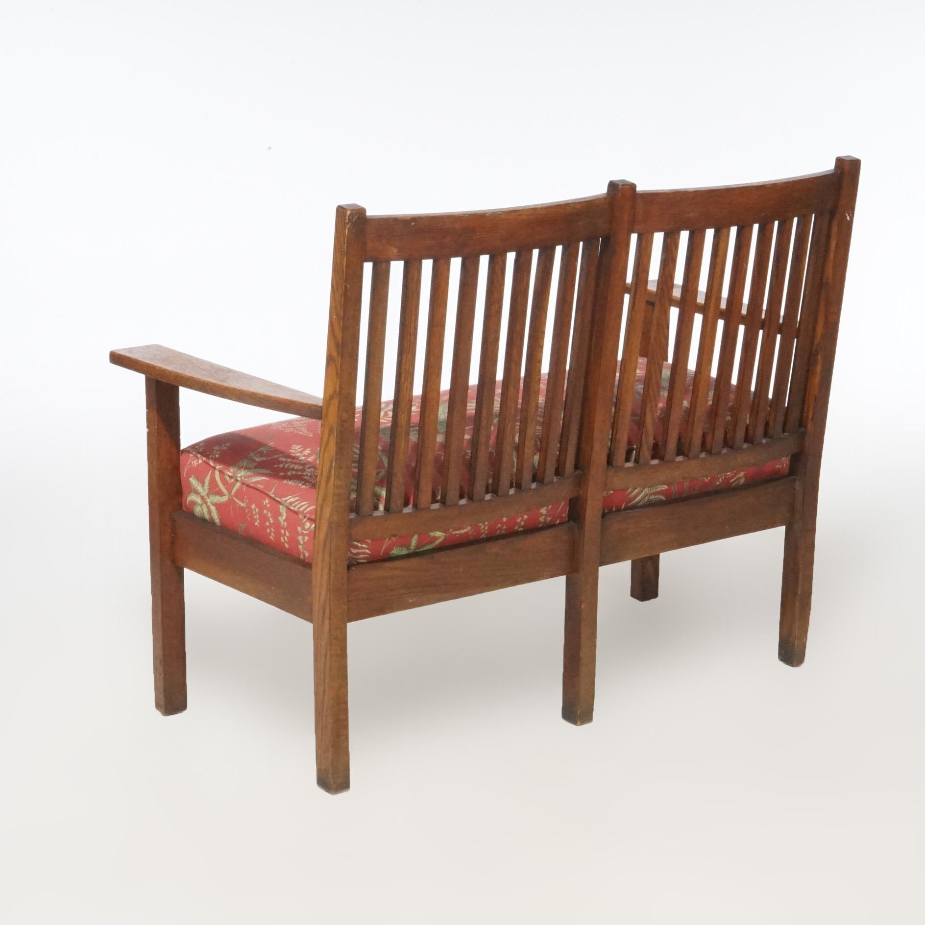  Mission Oak Arts & Crafts Stickley Brothers School Settle & Rocker, 20th C In Good Condition In Big Flats, NY