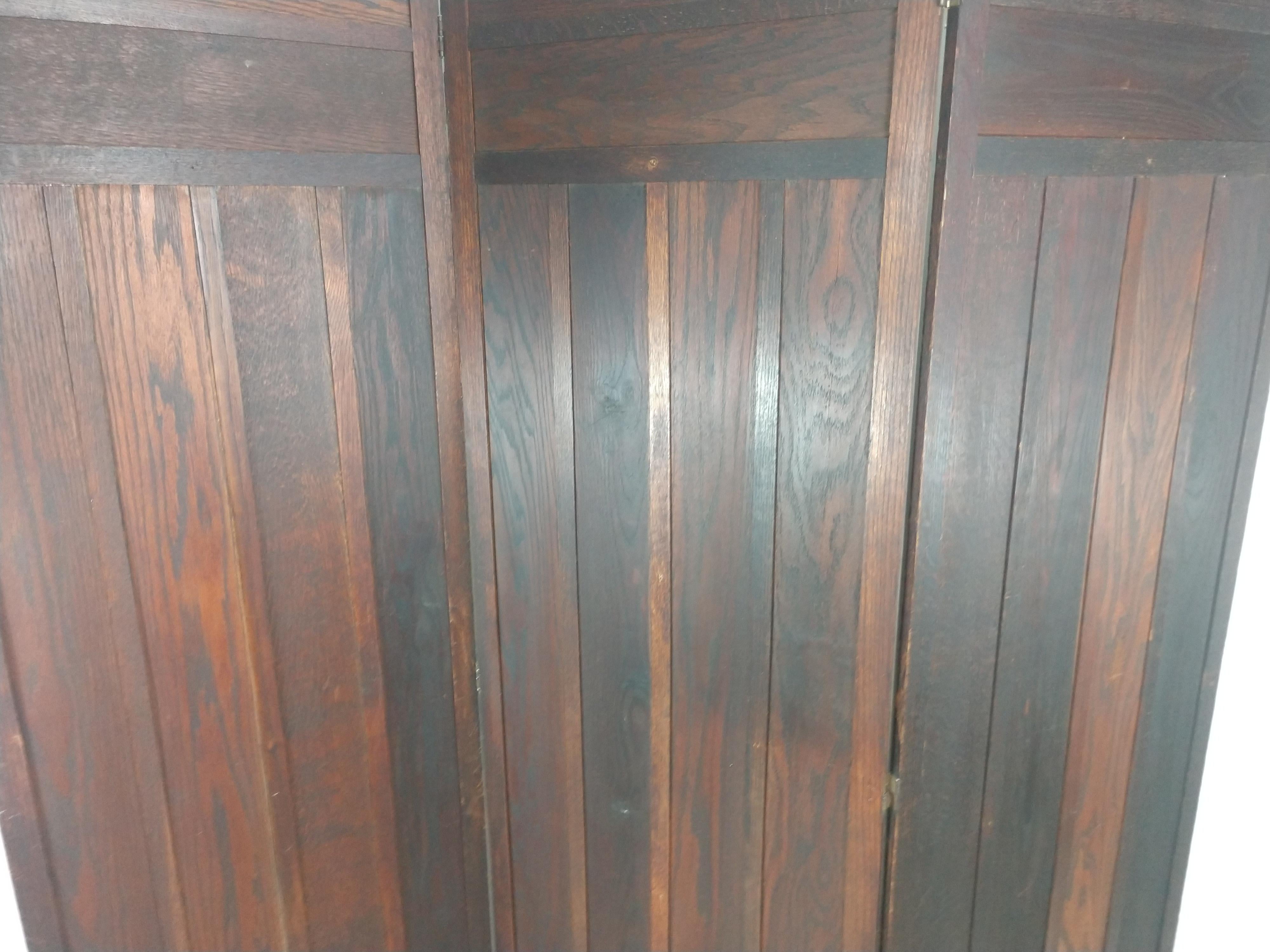 Arts and Crafts Mission Oak Arts & Crafts Three Panel Screen Room Divider For Sale