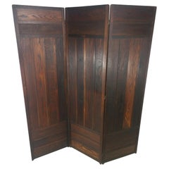 Divisorio a tre pannelli con schermo Mission Arts & Crafts di Oak.