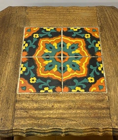 Mission Oak Arts & Crafts Tile-Top Side Table, circa 1920