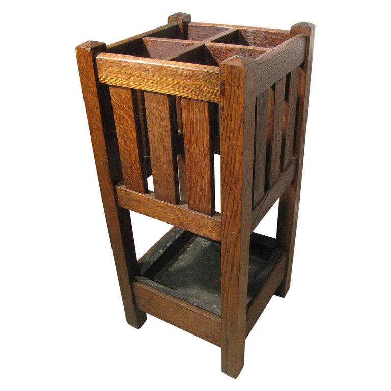 Mission Oak Arts and Crafts Umbrella and Cane Stand, circa 1910 at 1stDibs