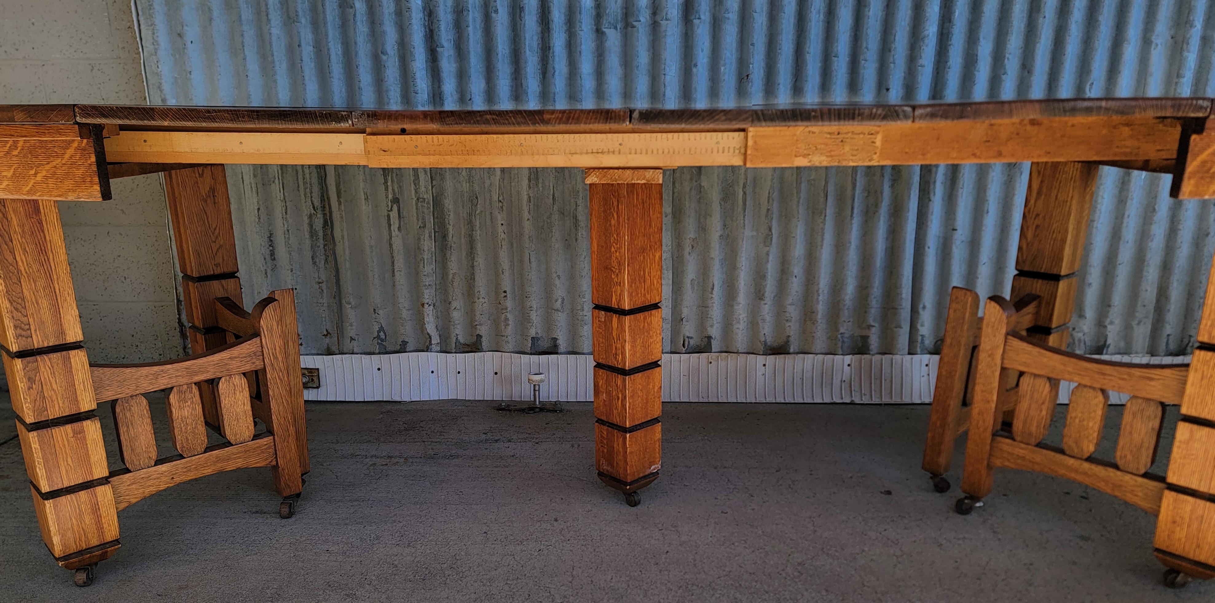 Arts and Crafts Mission Oak Circular Dining Table Circa 1908