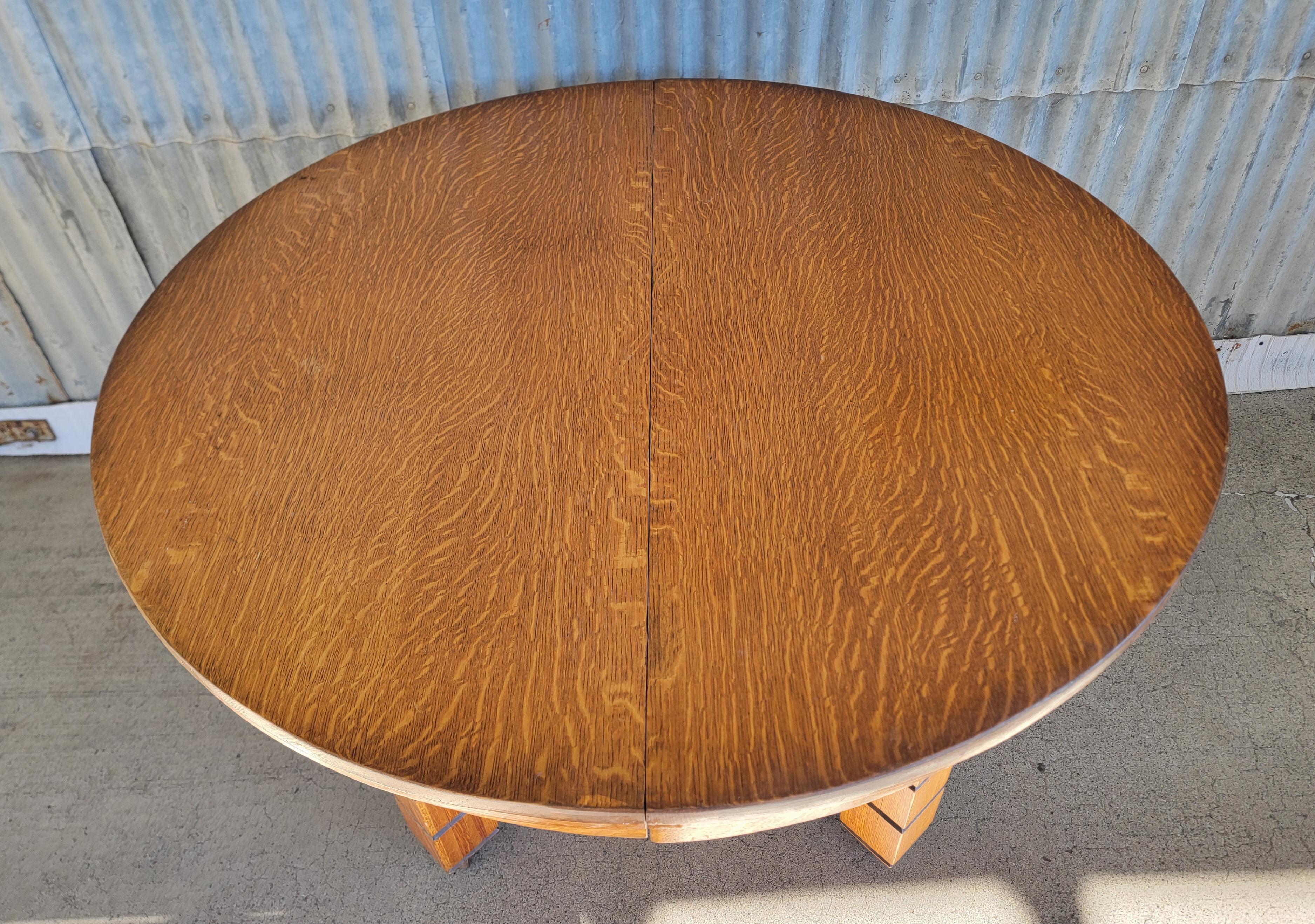 Mission Oak Circular Dining Table Circa 1908 1