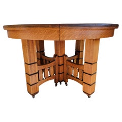 Antique Mission Oak Circular Dining Table Circa 1908