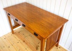 Mission Oak Desk by Stickley Arts & Crafts Spindle Office Library Writing Table