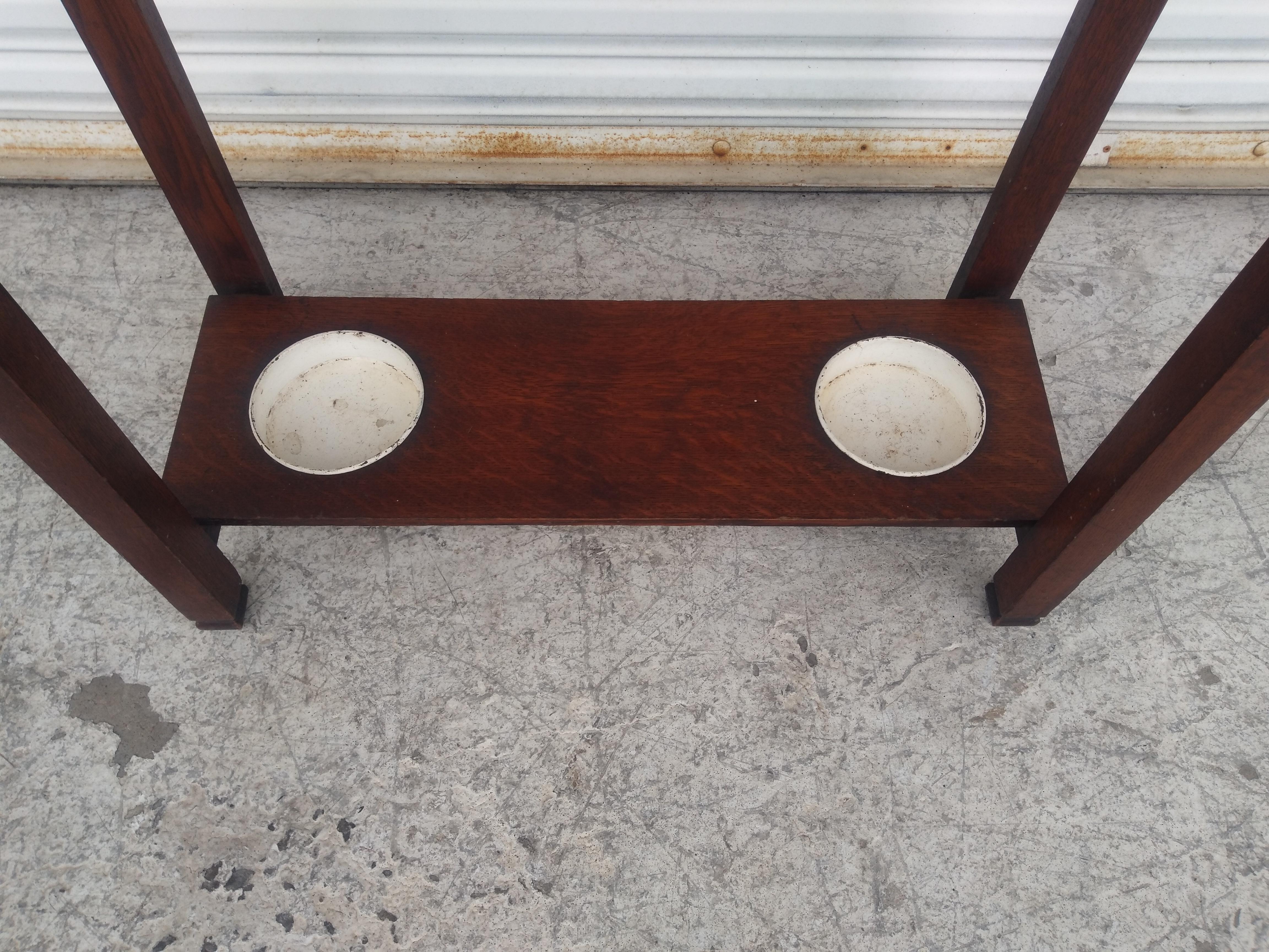 Arts and Crafts Mission Oak Hall Tree and Umbrella Stand For Sale