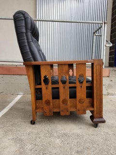 Mission Oak Morris Style Reclining Lounge Chair, circa 1915