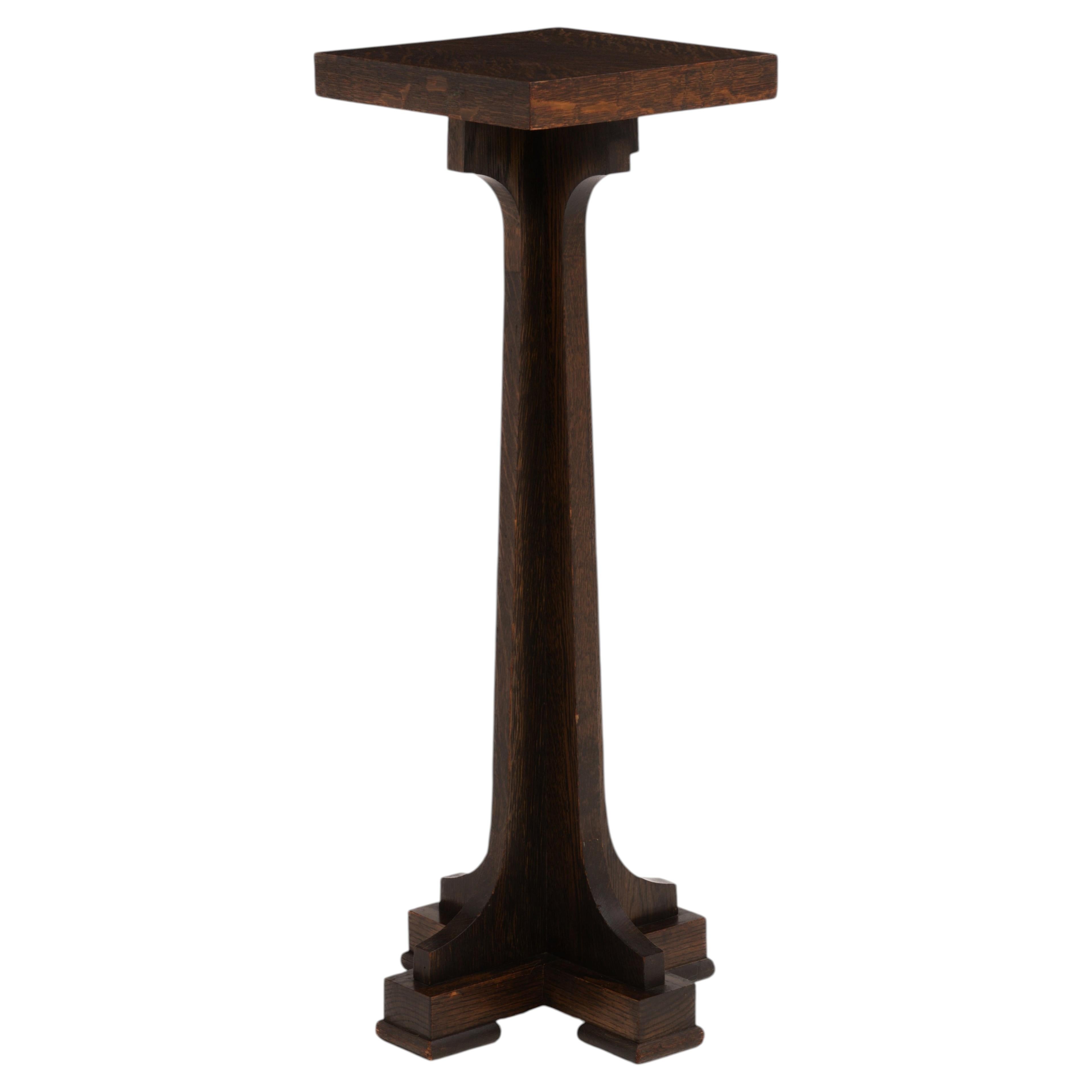 Socle à plantes en chêne Mission Oak Pedestal After Charles Limbert Quarter Sawn Arts Crafts