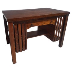 Antique Mission Oak/Tiger Oak Single Drawer Desk with Bookshelves