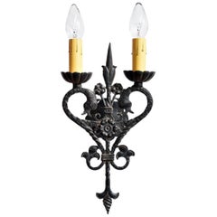 Mission Revival Aluminum Two Candle Serpent Sconce