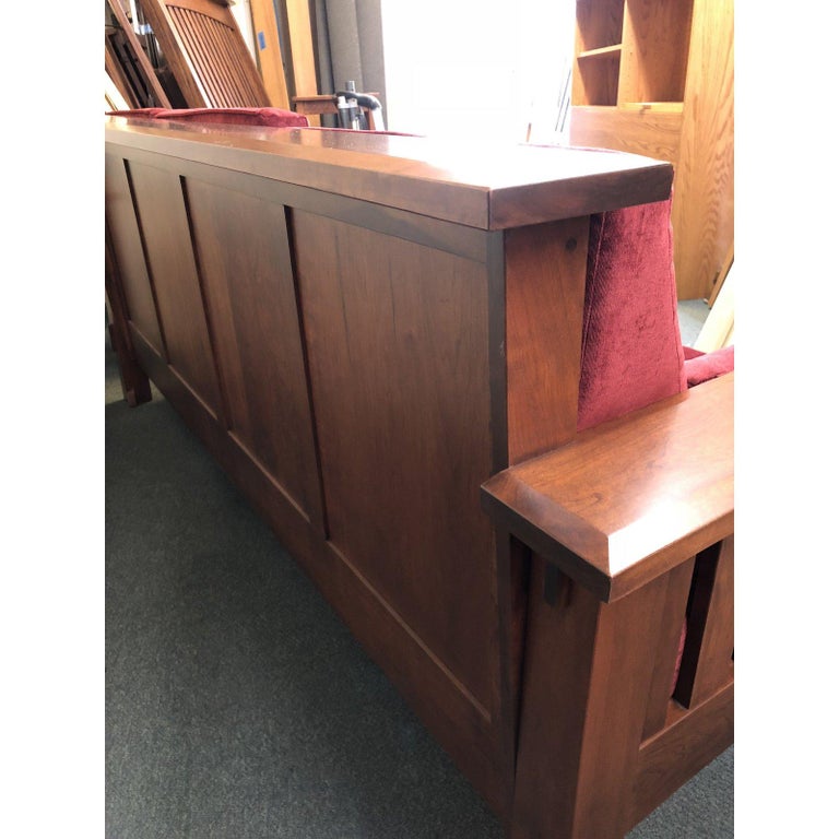 Mission Style AJ's Furniture Red Fabric Upholstered Oak McCoy Sofa For