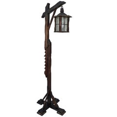 Vintage Mission Style Arts & Crafts Wooden Floor Lamp