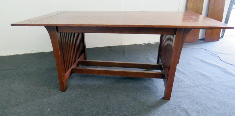 Solid Oak Craftsman Mission Style Dining Room Table For Sale at 1stDibs