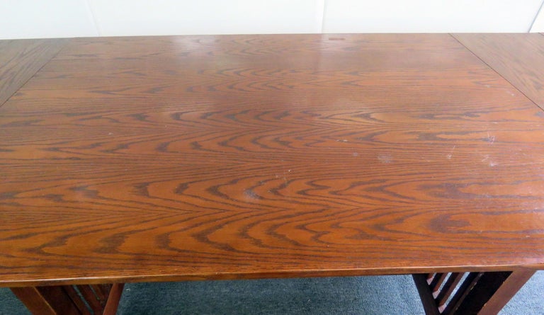 Solid Oak Craftsman Mission Style Dining Room Table For Sale at 1stDibs