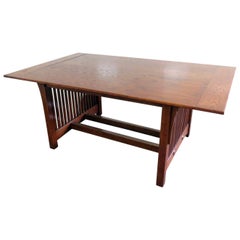 Solid Oak Craftsman Mission Style Dining Room Table