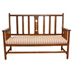 Vintage Mission-Style Oak Settee