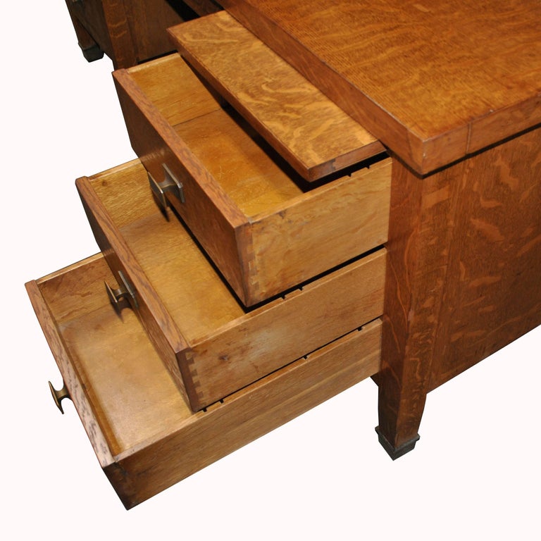 Mission Style Quarter Sawn Oak Executive Desk By Gorham at 1stDibs