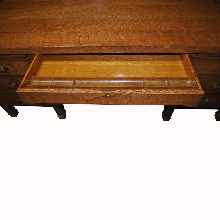 Mission Style Quarter Sawn Oak Executive Desk By Gorham at 1stDibs