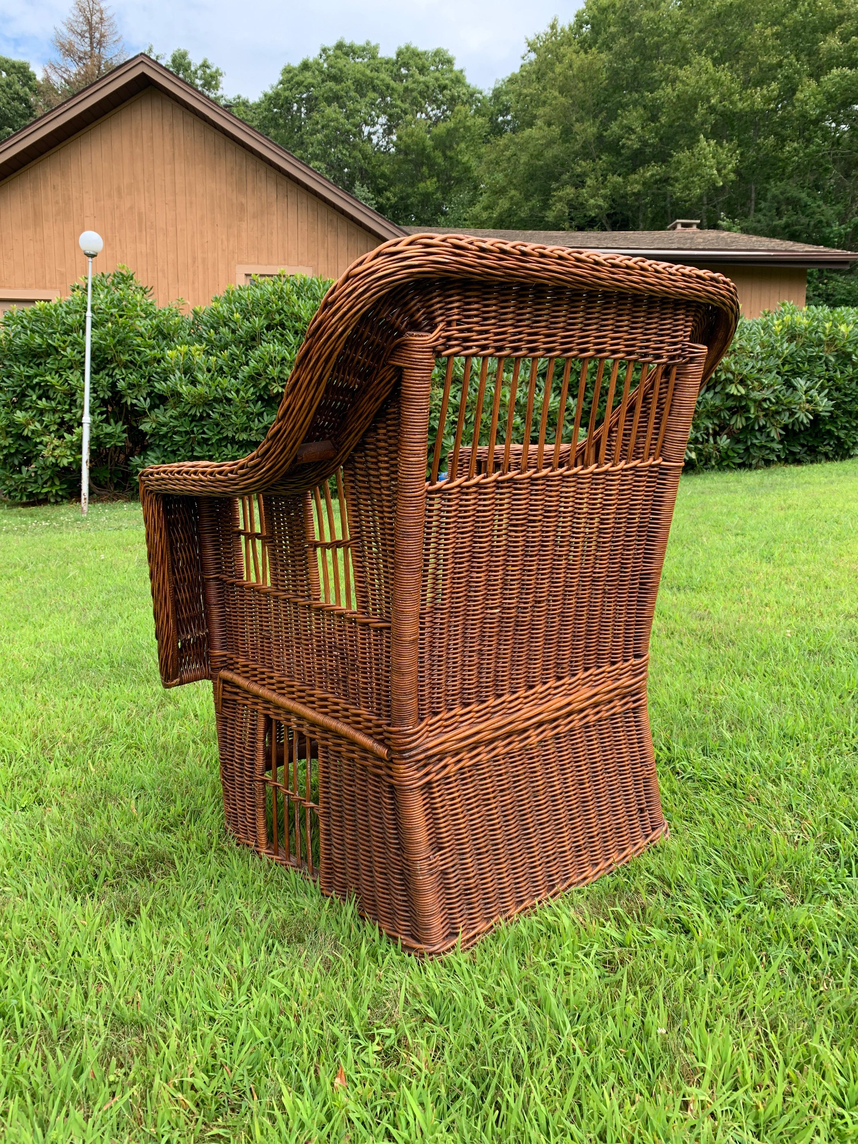 Late 20th Century Mission Style Rattan Armchair