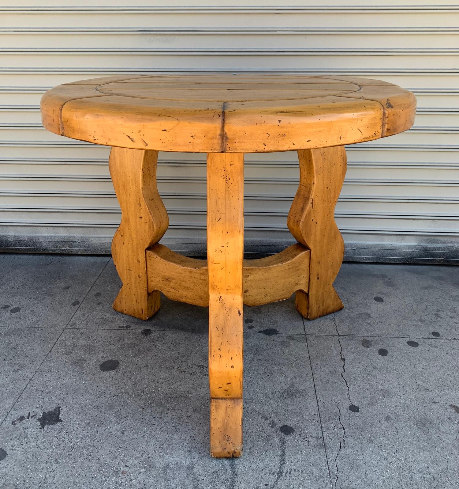 Mission Style Round Table by Ellis Woods Signed and Dated In Good Condition In Los Angeles, CA
