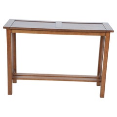 Mission Style Wooden Console Hall Table with Lower Shelf