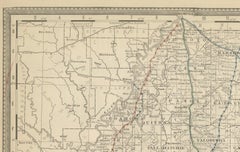 Mississippi Antique Map 1888 – The Magnolia State, Railroads & Counties