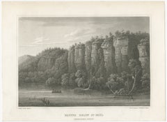 Mississippi River Bluffs St. Paul, Antique Steel Engraving c.1850