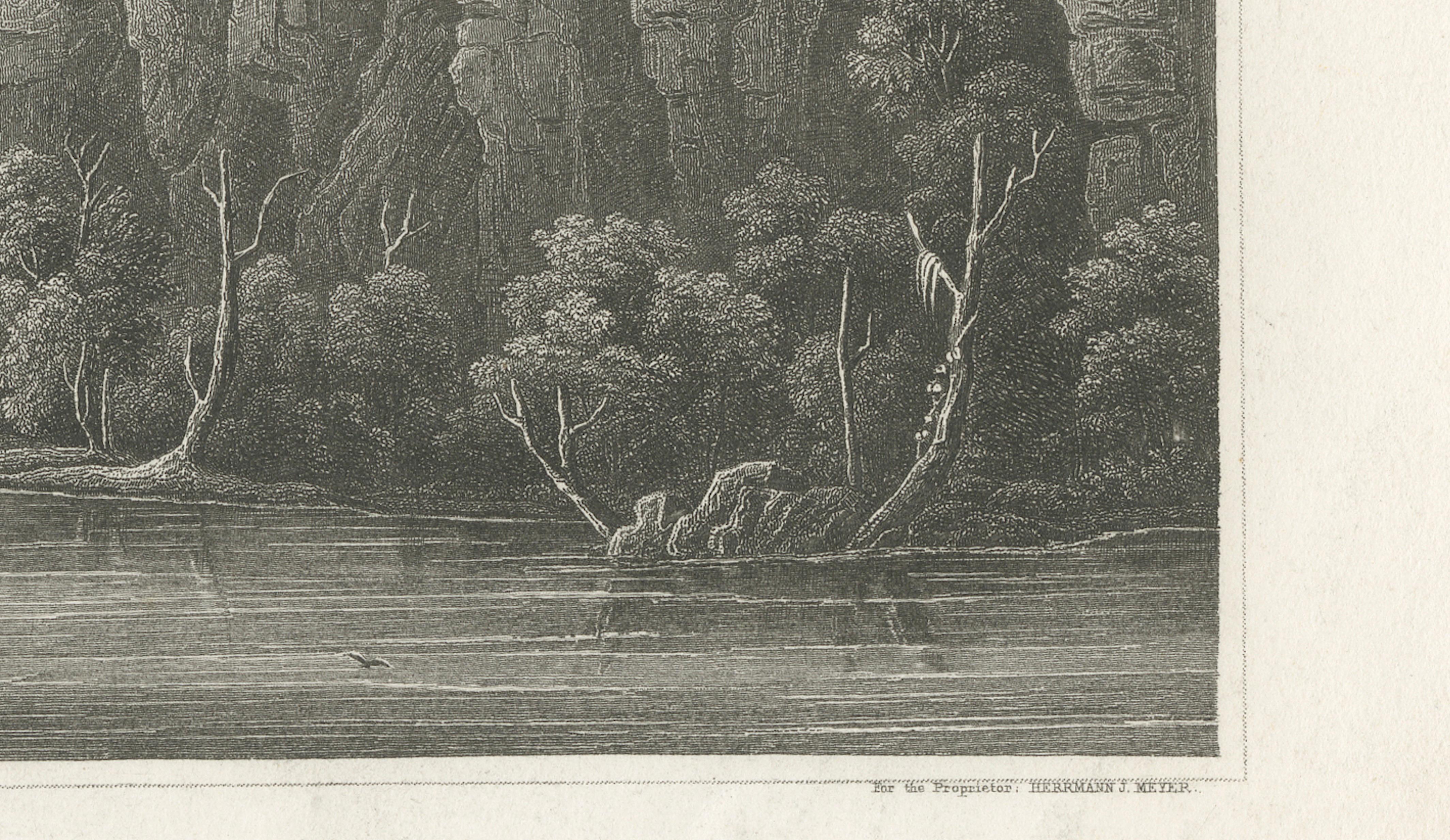 Mississippi River Bluffs St. Paul, Antique Steel Engraving c.1850