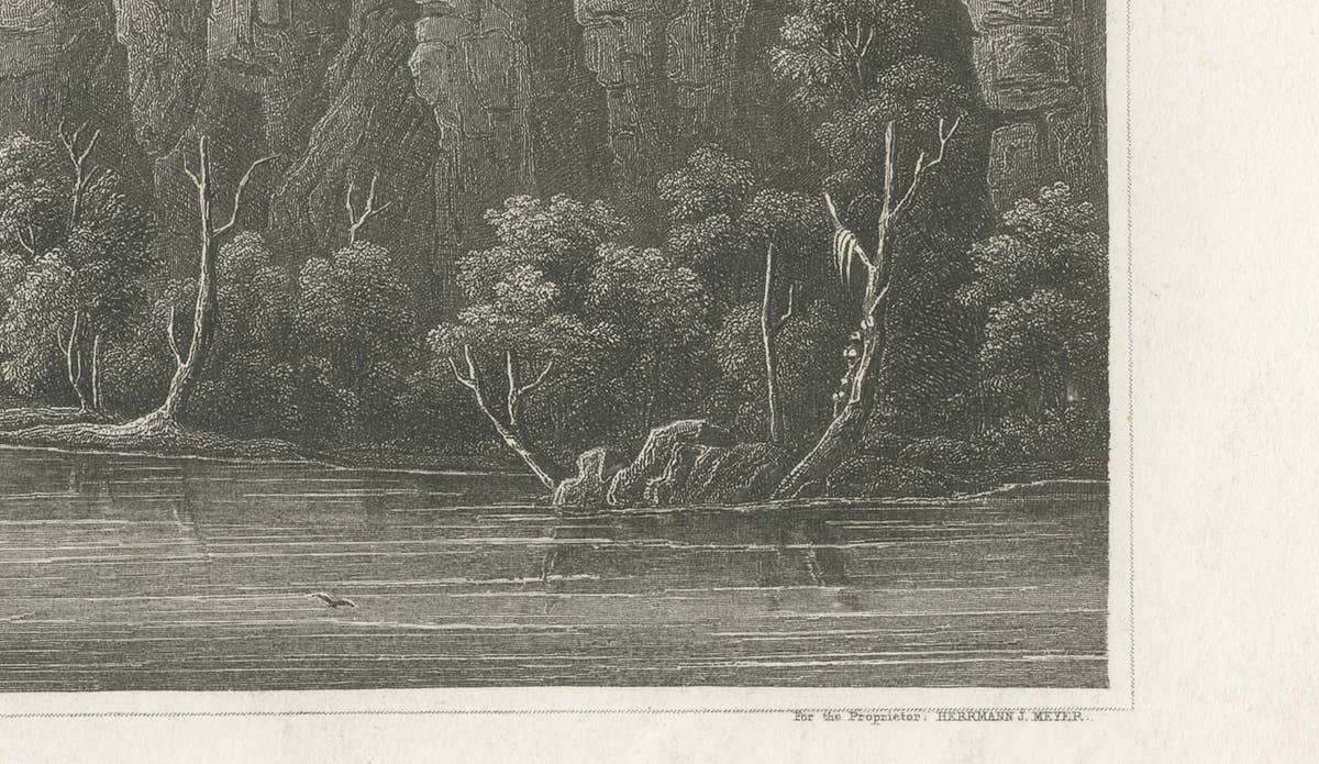 Mississippi River Bluffs St. Paul, Antique Steel Engraving c.1850
