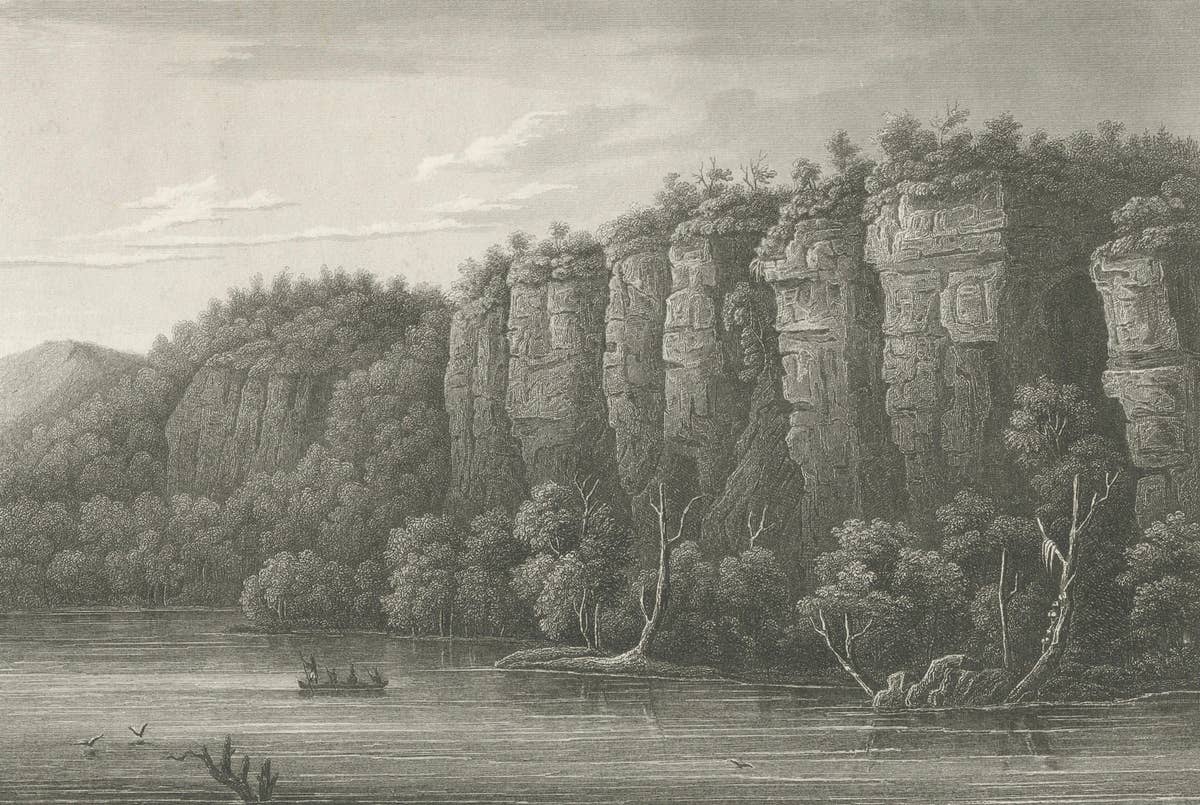 Mississippi River Bluffs St. Paul, Antique Steel Engraving c.1850