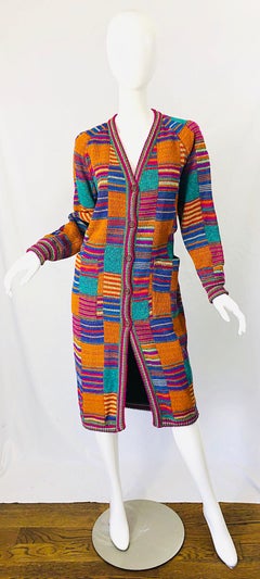 Missoni 1970s Reversible Signature Patchwork Colorful Vintage 70s Jacket Coat