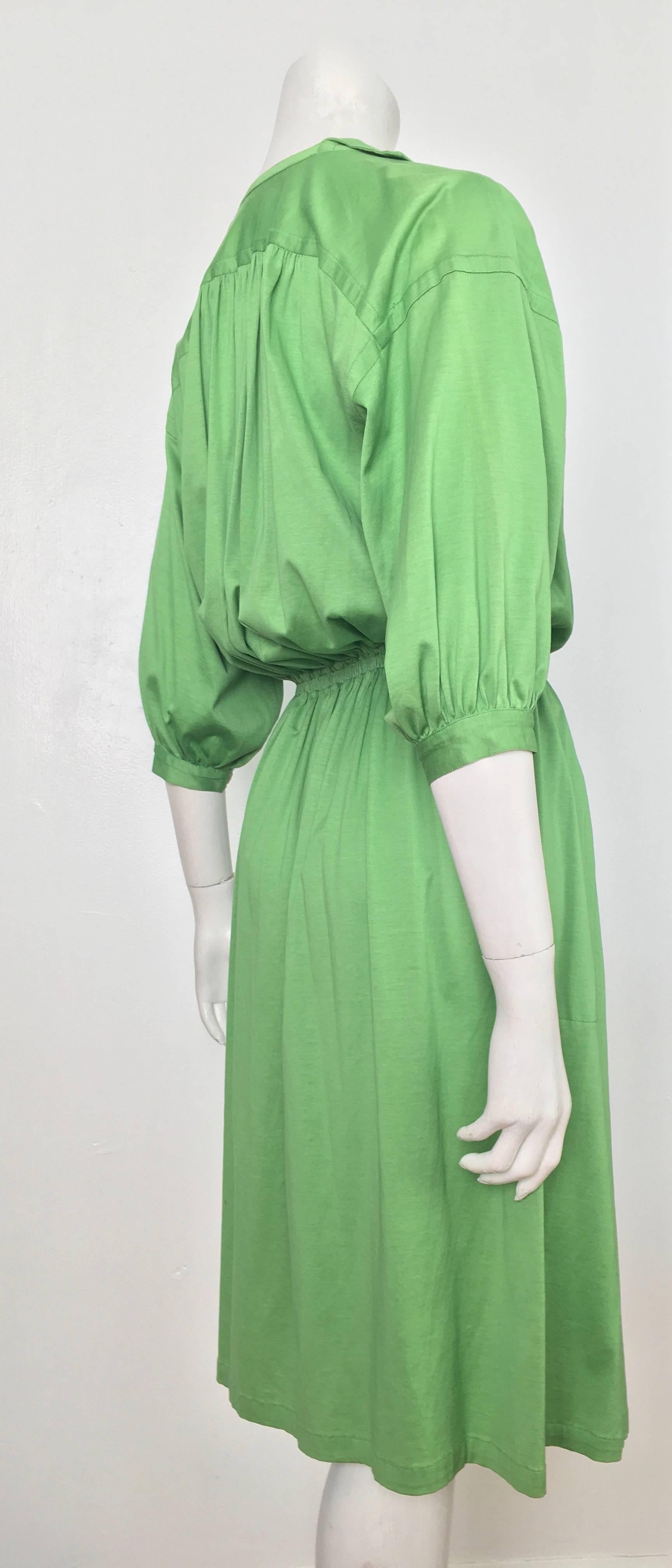 Missoni 1980s Green Cotton Casual Day Dress with Pockets Size Small. For Sale 2