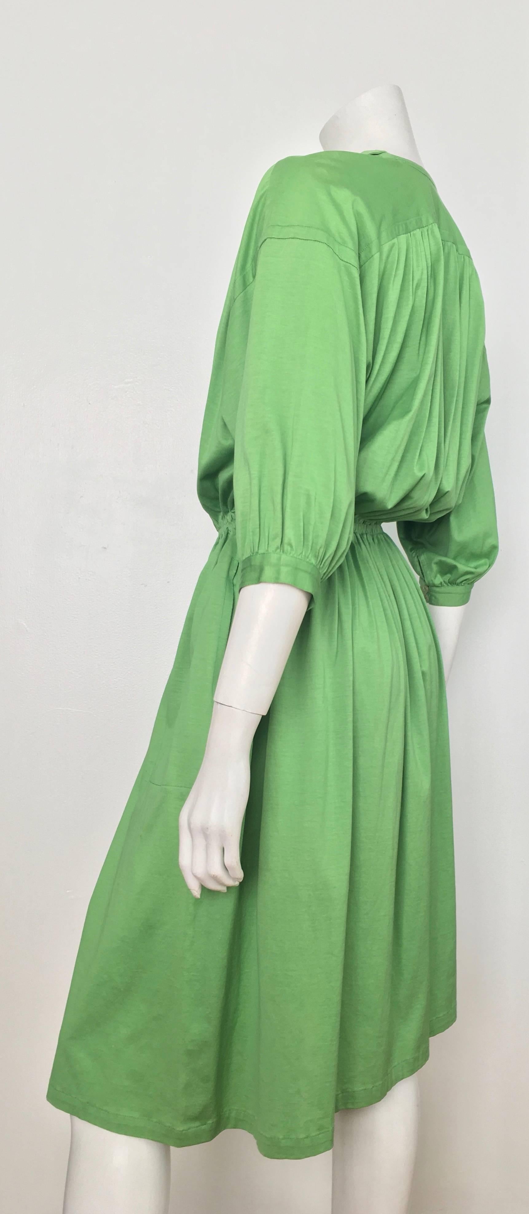 Missoni 1980s Green Cotton Casual Day Dress with Pockets Size Small. For Sale 4