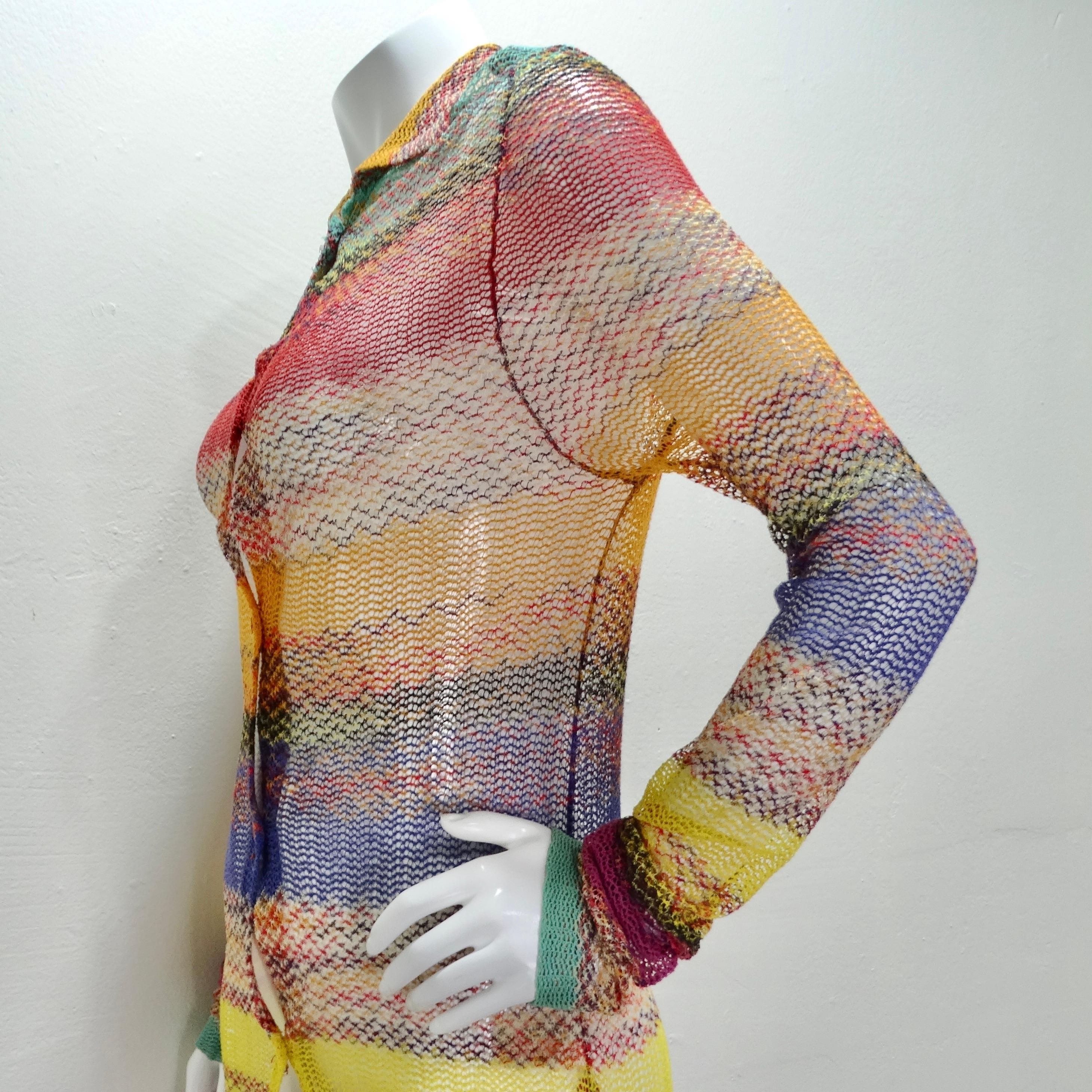Missoni 1980 - Cardigan boutonné en tricot multicolore en vente 3