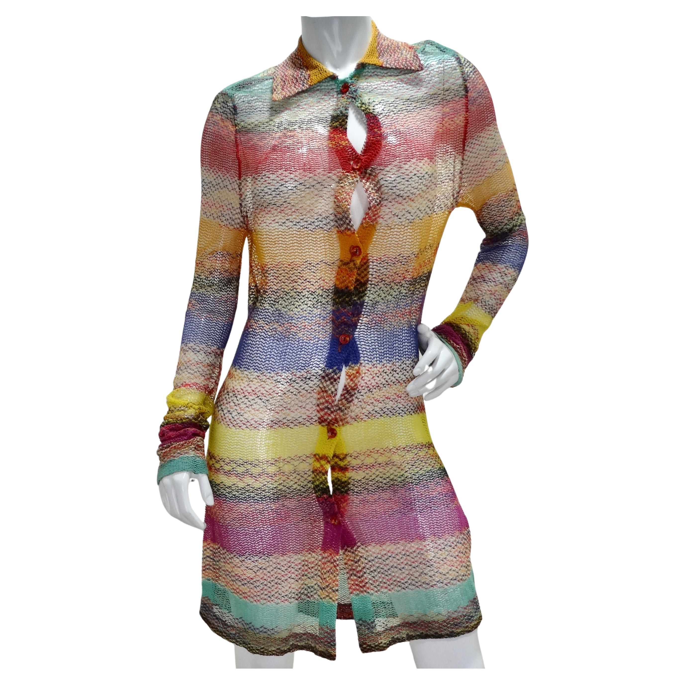 Missoni 1980s Multicolor Knit Button-Up Cardigan For Sale