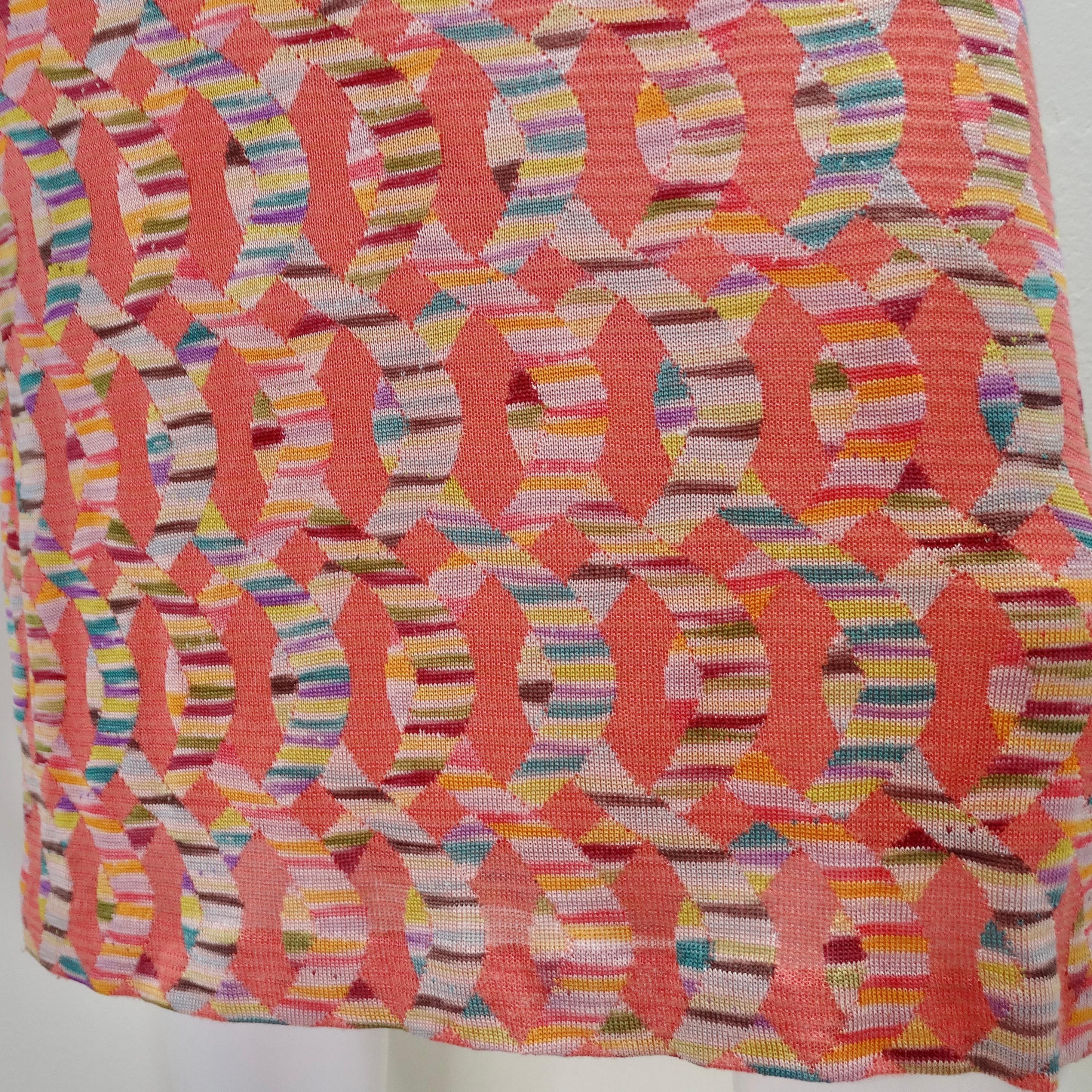 Women's or Men's Missoni 1990s Multicolor Knit Keyhole Tie Dress For Sale