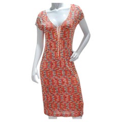 Missoni 1990s Vestido de punto multicolor con lazada en forma de ojo de cerradura