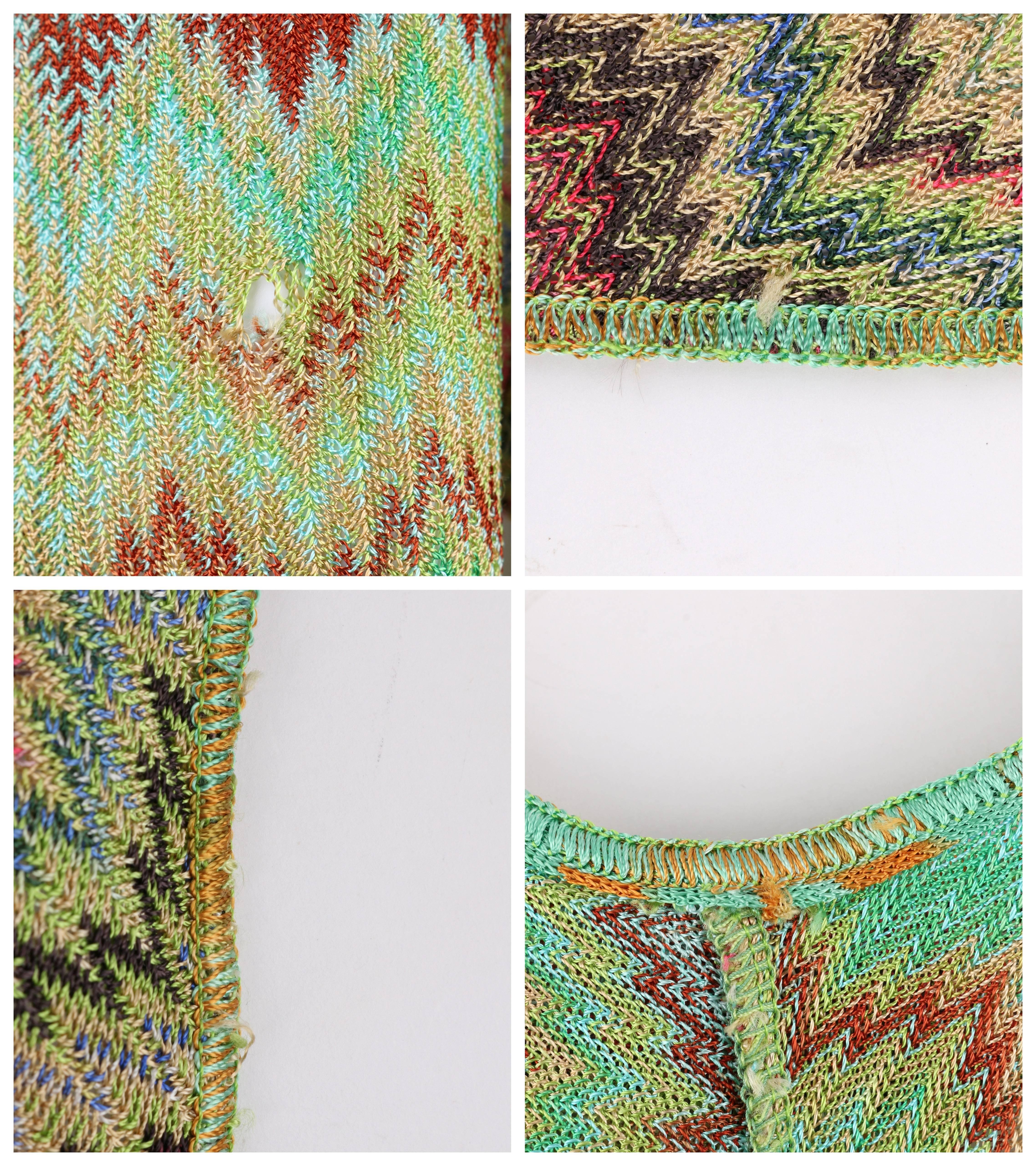 Women's MISSONI 2 Piece Multicolor Chevron Knit V-Neck Cardigan Tank Top Twin Set