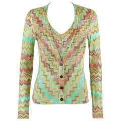 MISSONI 2 Piece Multicolor Chevron Knit V-Neck Cardigan Tank Top Twin Set