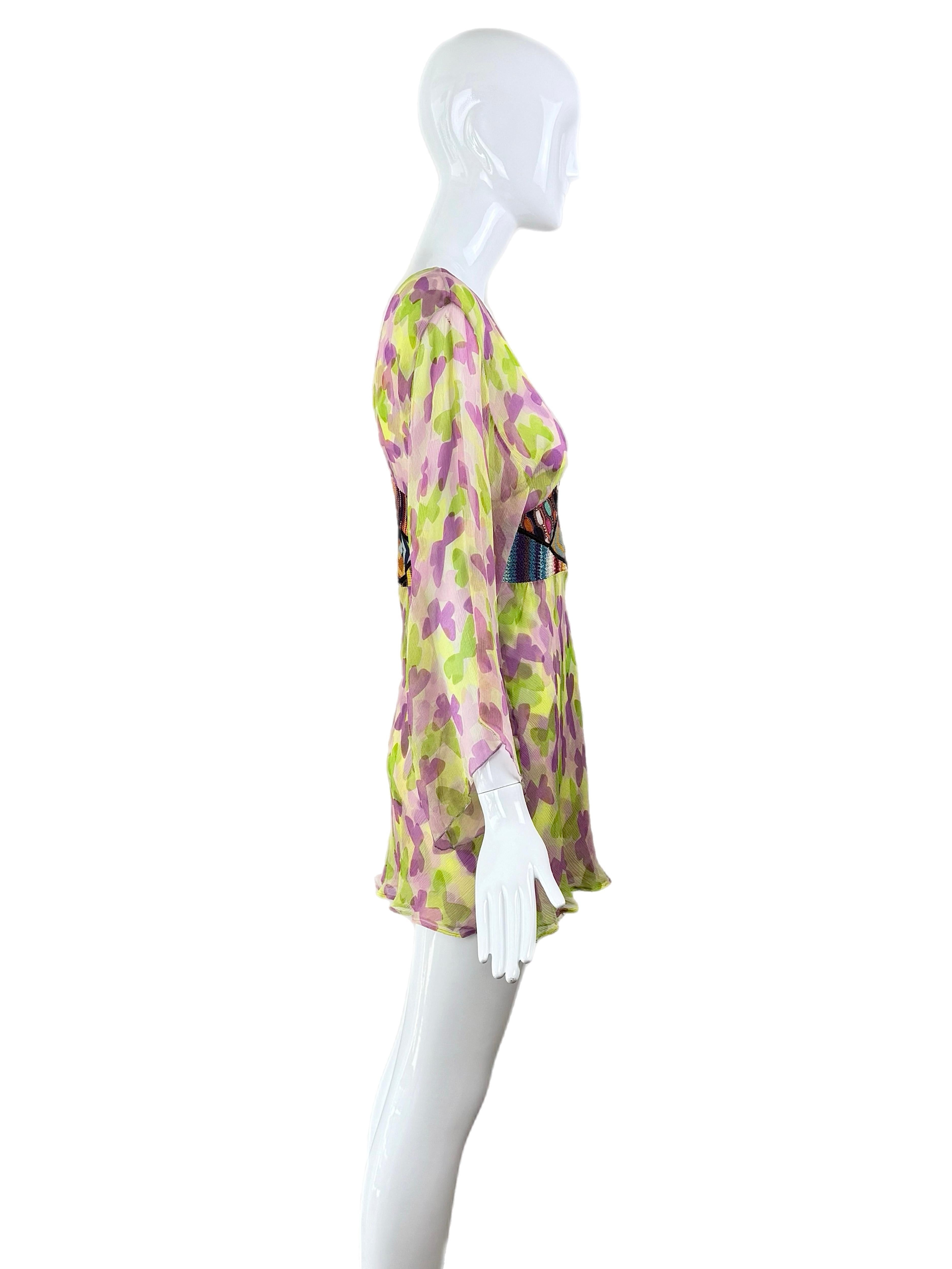 MISSONI 2002 Vintage Runway Silk Kimono Mini Dress Collectable Special Piece 5