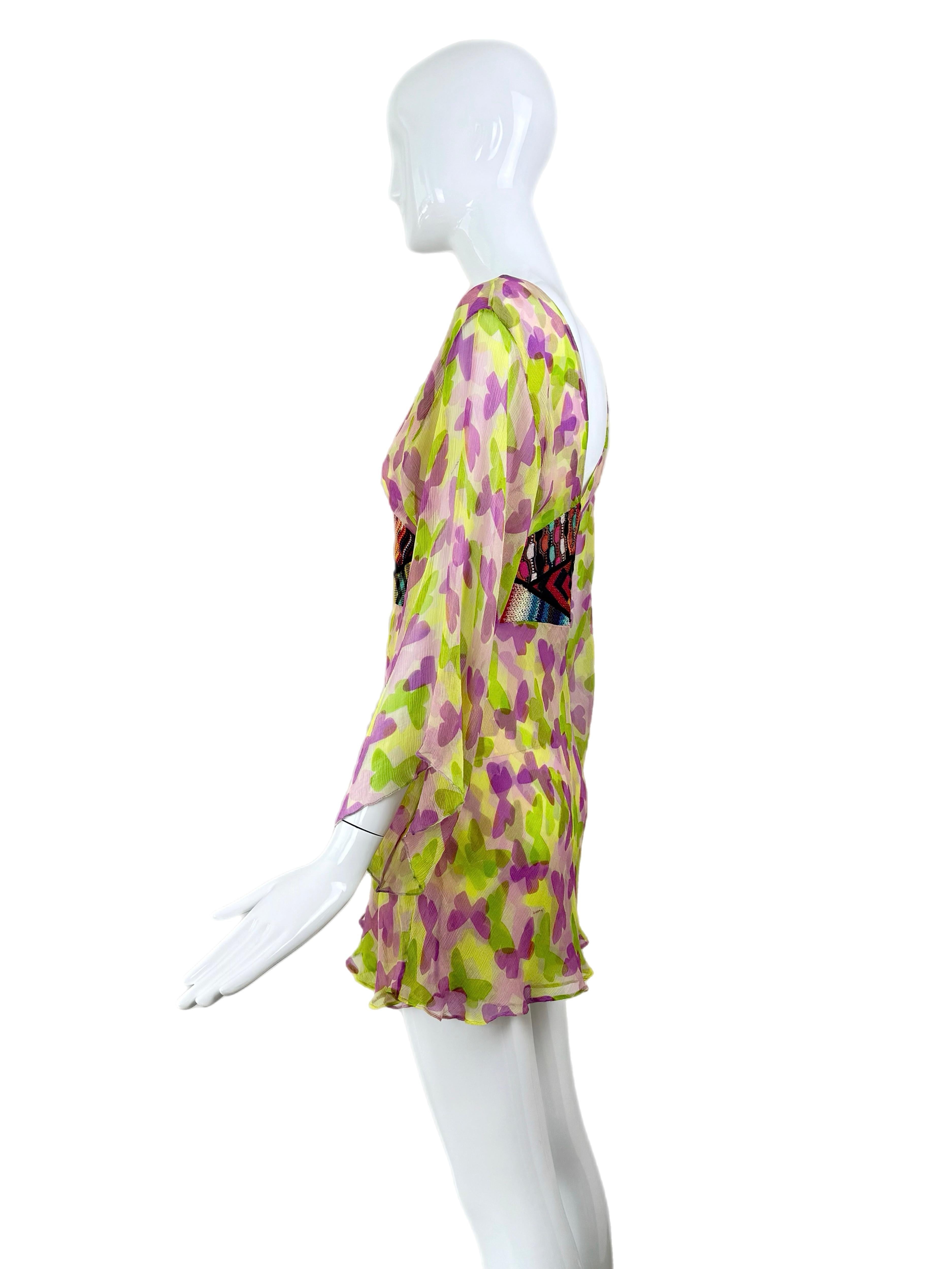 MISSONI 2002 Vintage Runway Silk Kimono Mini Dress Collectable Special Piece 2