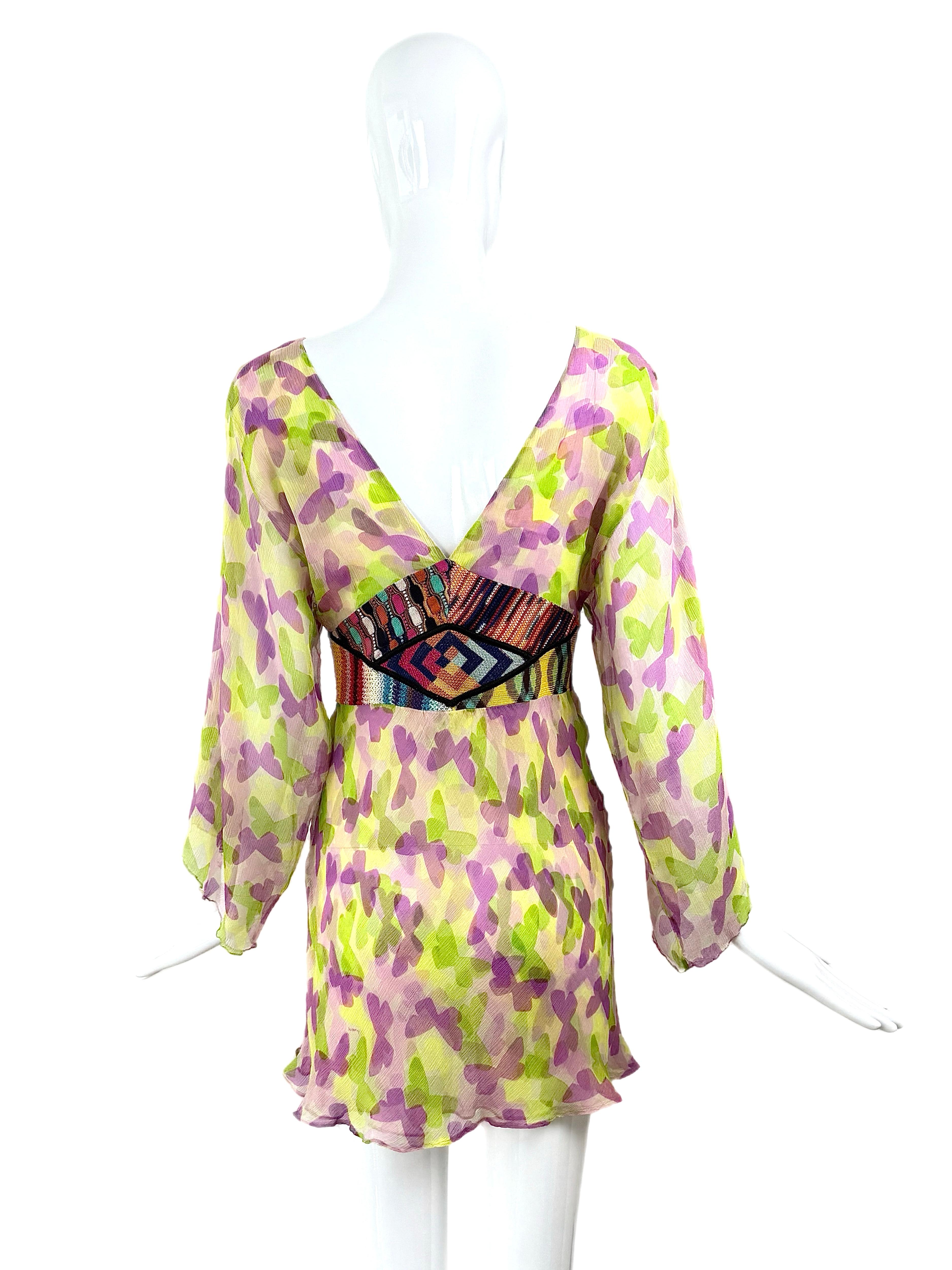 MISSONI 2002 Vintage Runway Silk Kimono Mini Dress Collectable Special Piece 4